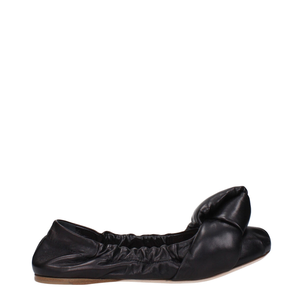 Miu Miu Black Leather Ballet Flats - Luxury Boutique Co