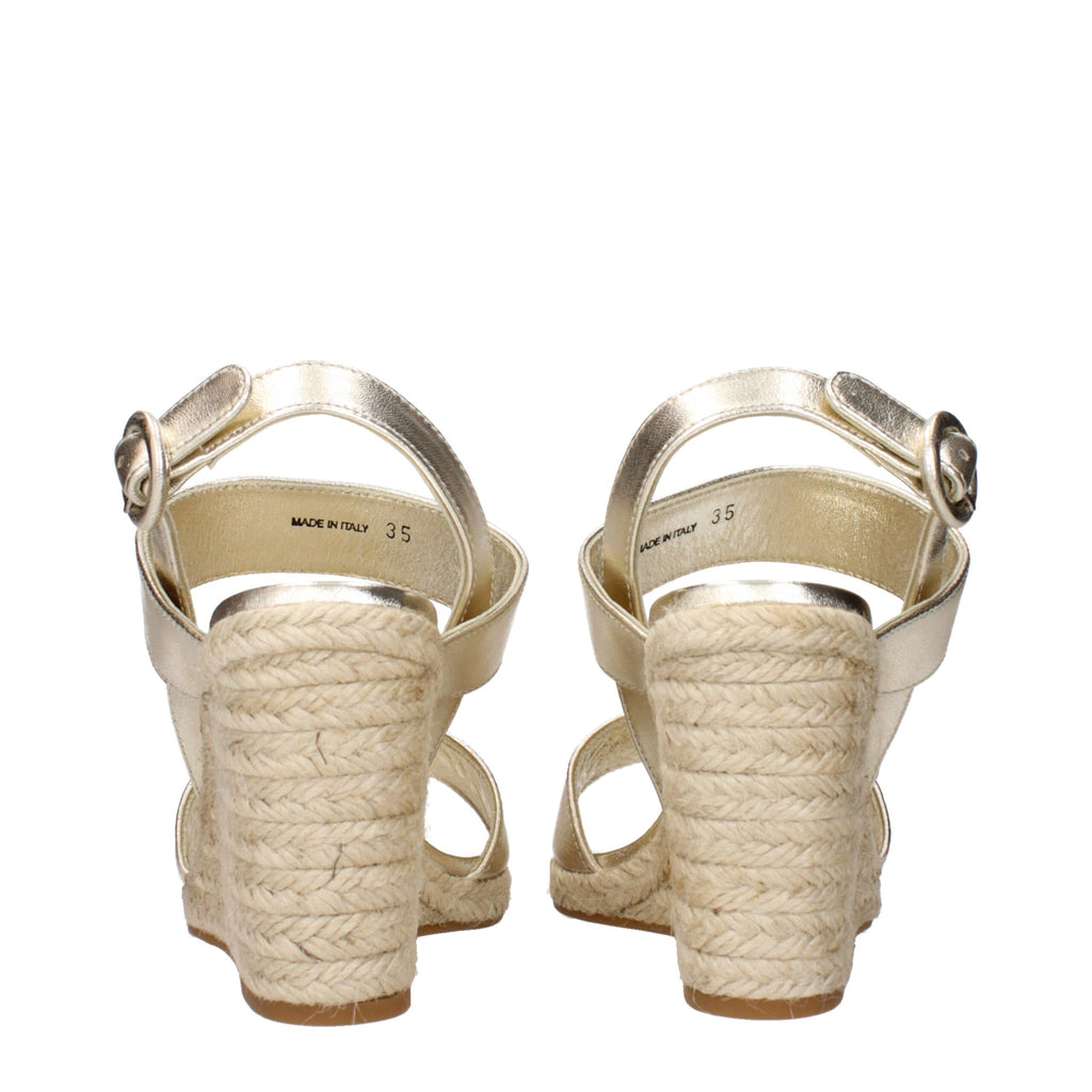 Prada Gold Leather Wedge Sandals - Luxury Boutique Co