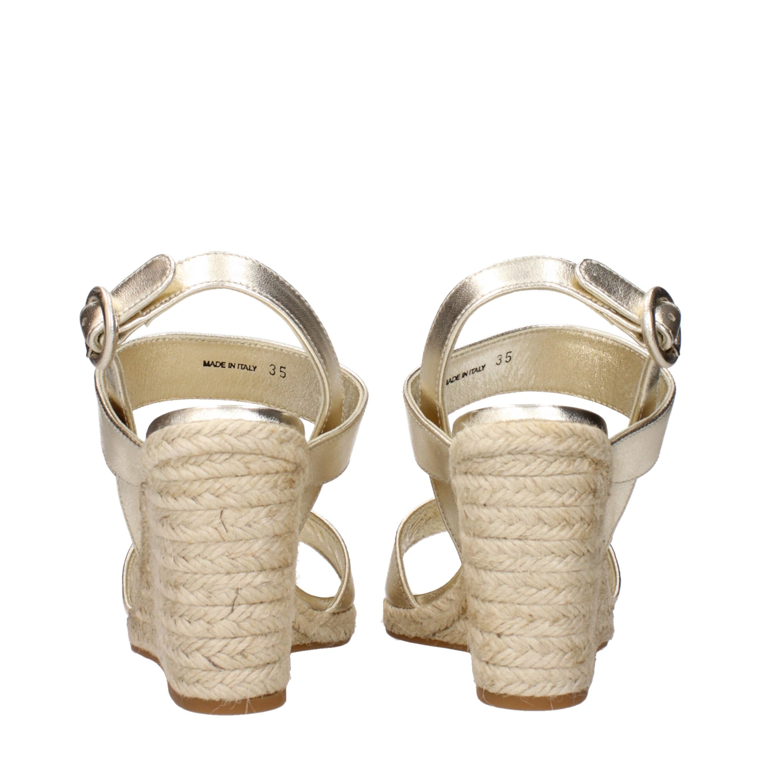 Prada Gold Leather Wedge Sandals - Luxury Boutique Co