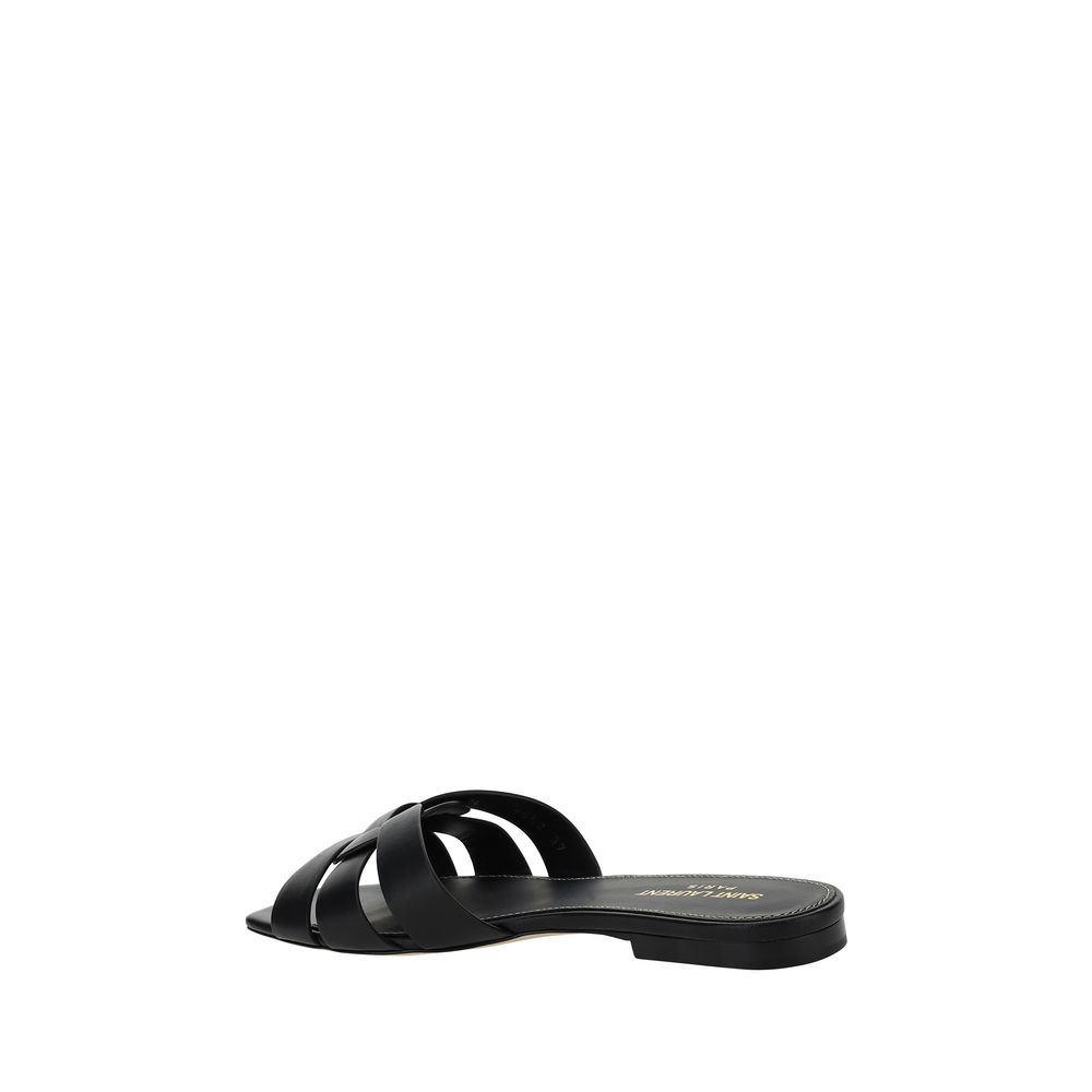 Saint Laurent Black Calf Leather Bos Taurus Strap-On Sandals - Luxury Boutique Co
