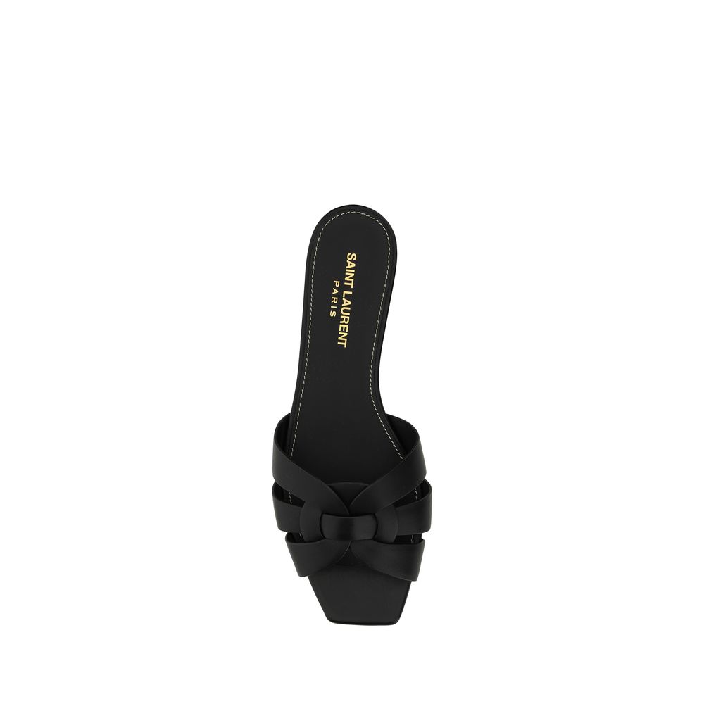 Saint Laurent Black Calf Leather Bos Taurus Strap-On Sandals - Luxury Boutique Co