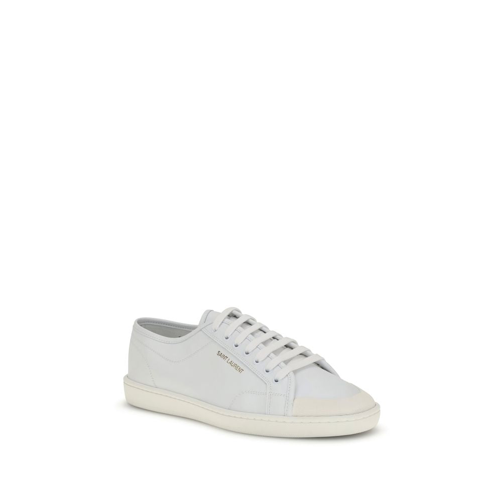 Saint Laurent White Calf Leather Bos Taurus Low Top Sneakers - Luxury Boutique Co