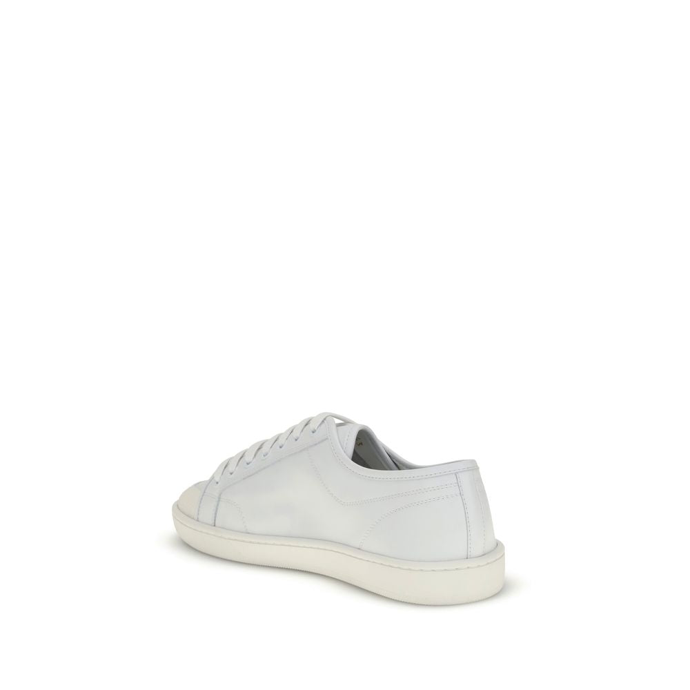 Saint Laurent White Calf Leather Bos Taurus Low Top Sneakers - Luxury Boutique Co