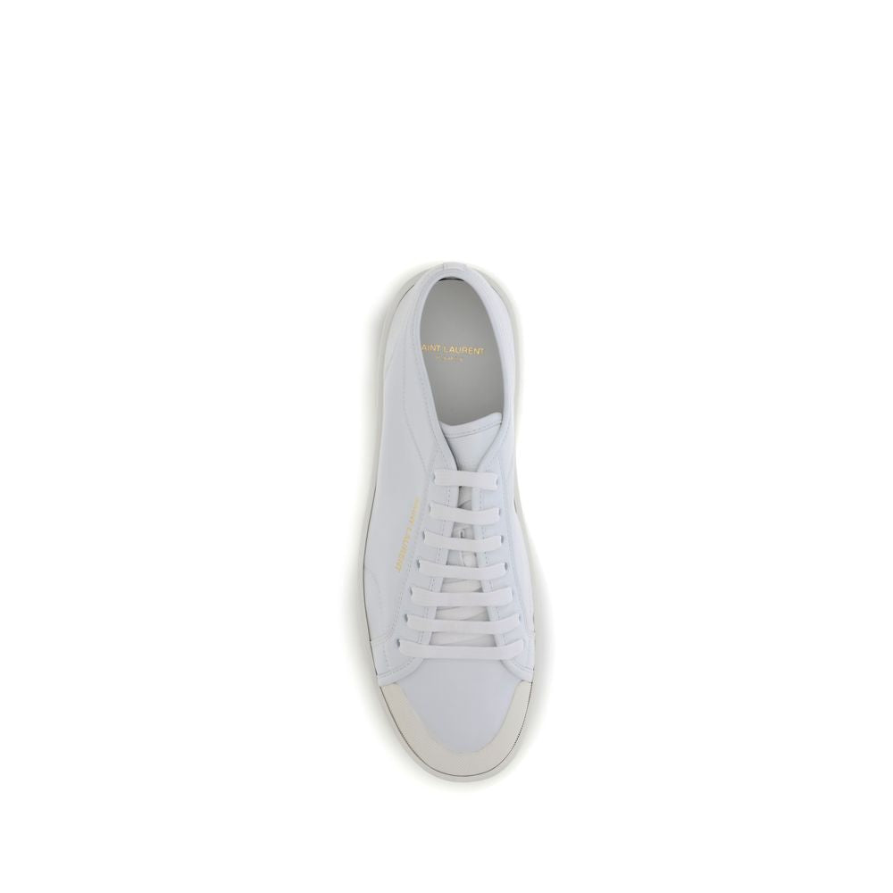 Saint Laurent White Calf Leather Bos Taurus Low Top Sneakers - Luxury Boutique Co