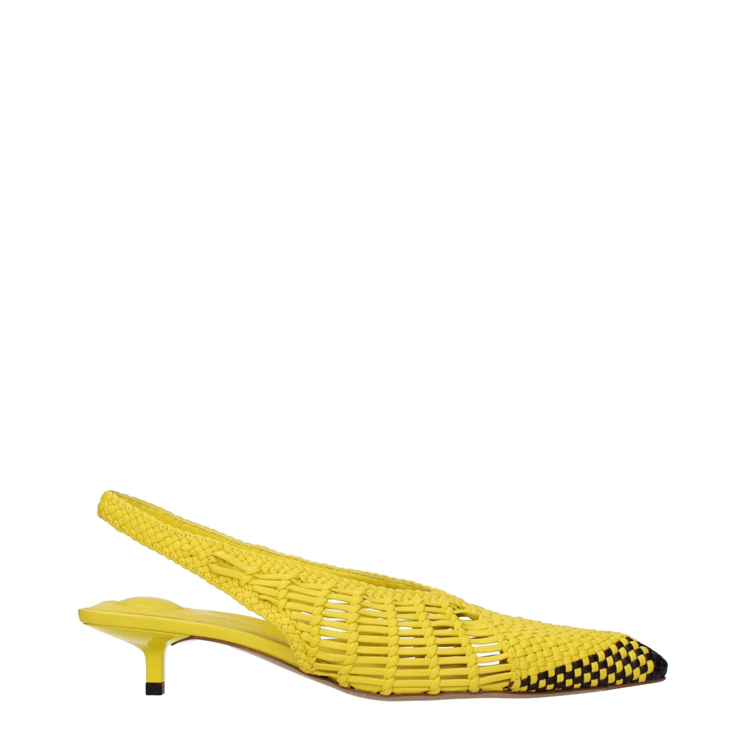 Jacquemus Yellow Leather Flat Sandals - Luxury Boutique Co