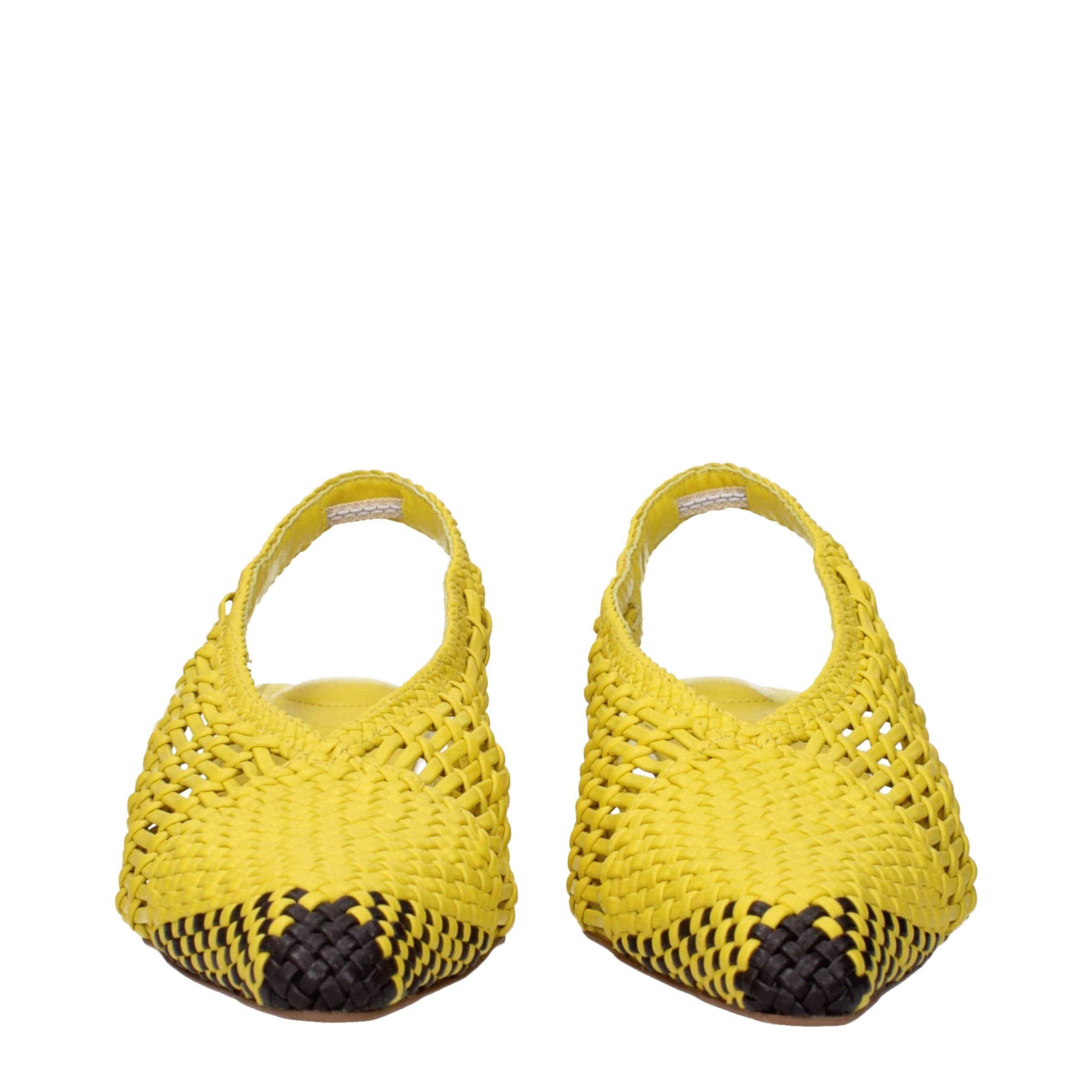 Jacquemus Yellow Leather Flat Sandals - Luxury Boutique Co