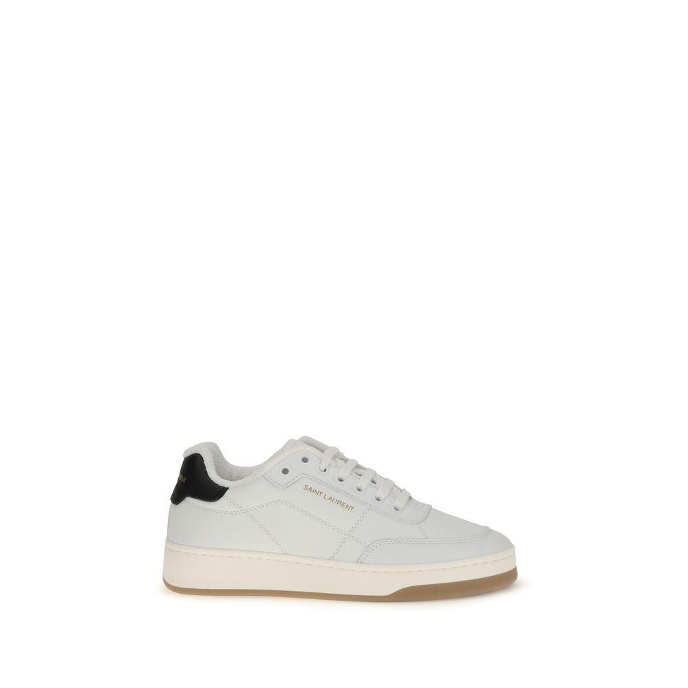 Saint Laurent White Calf Leather Bos Taurus Low Top Sneakers - Luxury Boutique Co