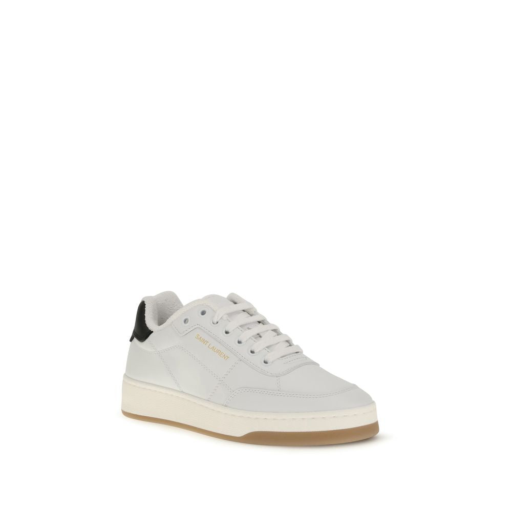 Saint Laurent White Calf Leather Bos Taurus Low Top Sneakers - Luxury Boutique Co