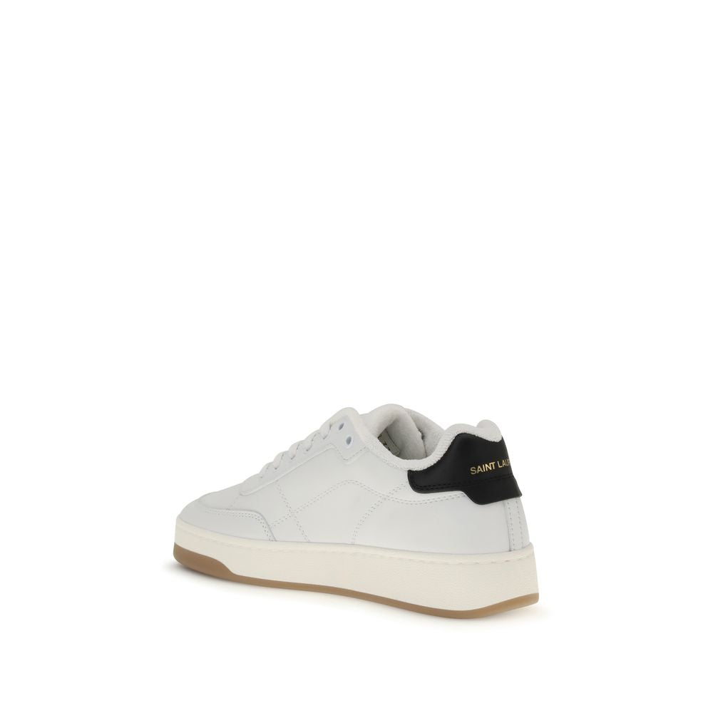 Saint Laurent White Calf Leather Bos Taurus Low Top Sneakers - Luxury Boutique Co
