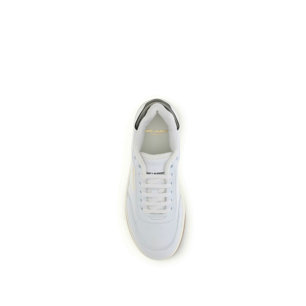 Saint Laurent White Calf Leather Bos Taurus Low Top Sneakers - Luxury Boutique Co