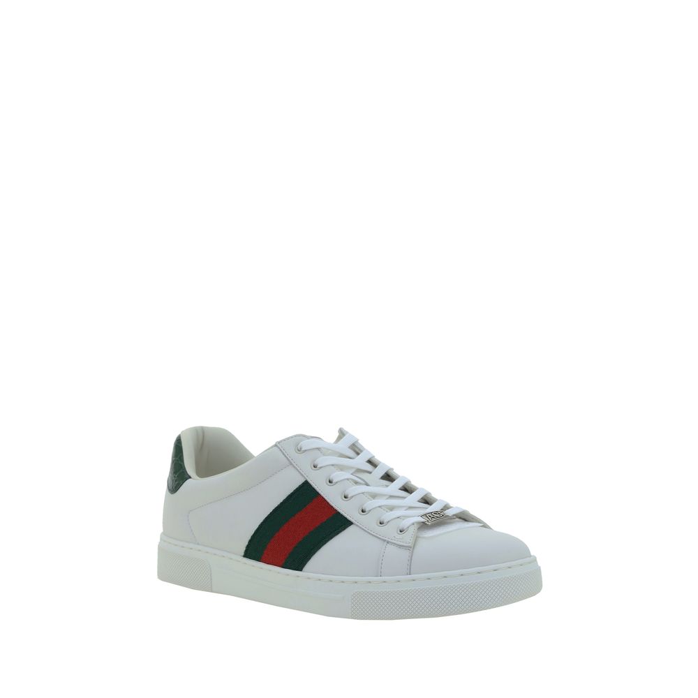 Gucci White Calf Leather Bos Taurus Low Top Sneakers - Luxury Boutique Co