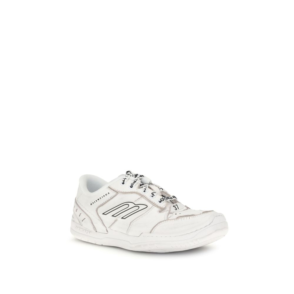 Balenciaga White Calf Leather Bos Taurus Athletic Sneakers - Luxury Boutique Co
