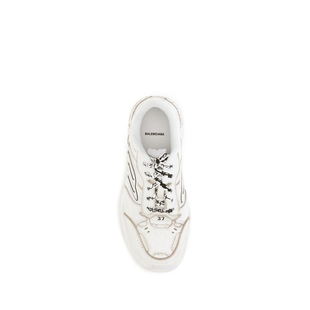 Balenciaga White Calf Leather Bos Taurus Athletic Sneakers - Luxury Boutique Co