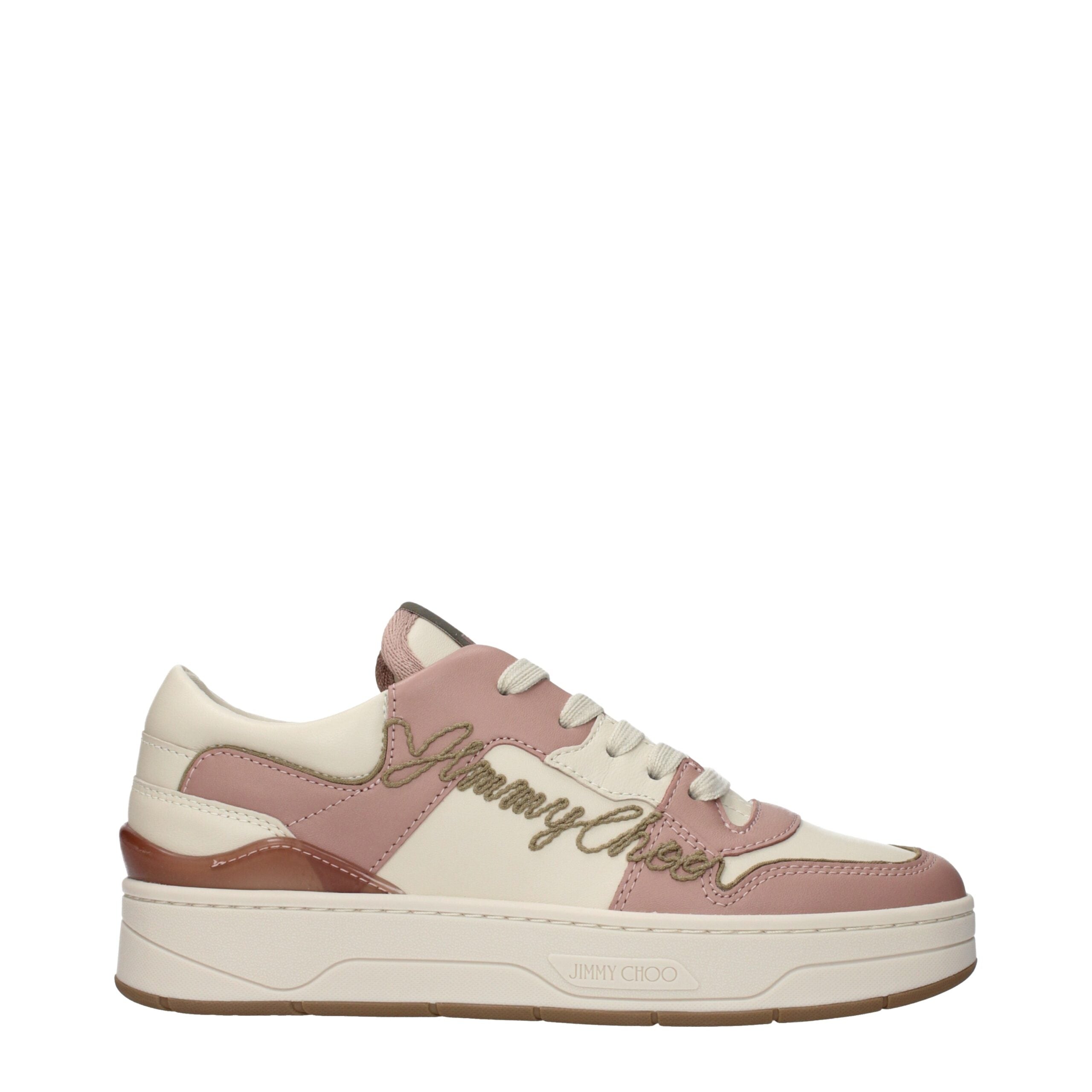 Jimmy Choo Pink Leather Low Top Sneakers - Luxury Boutique Co
