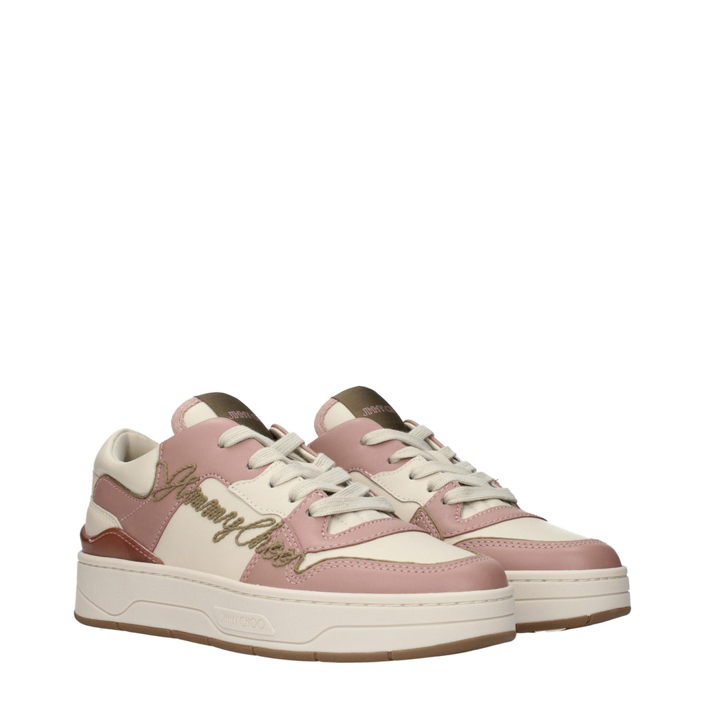 Jimmy Choo Pink Leather Low Top Sneakers - Luxury Boutique Co