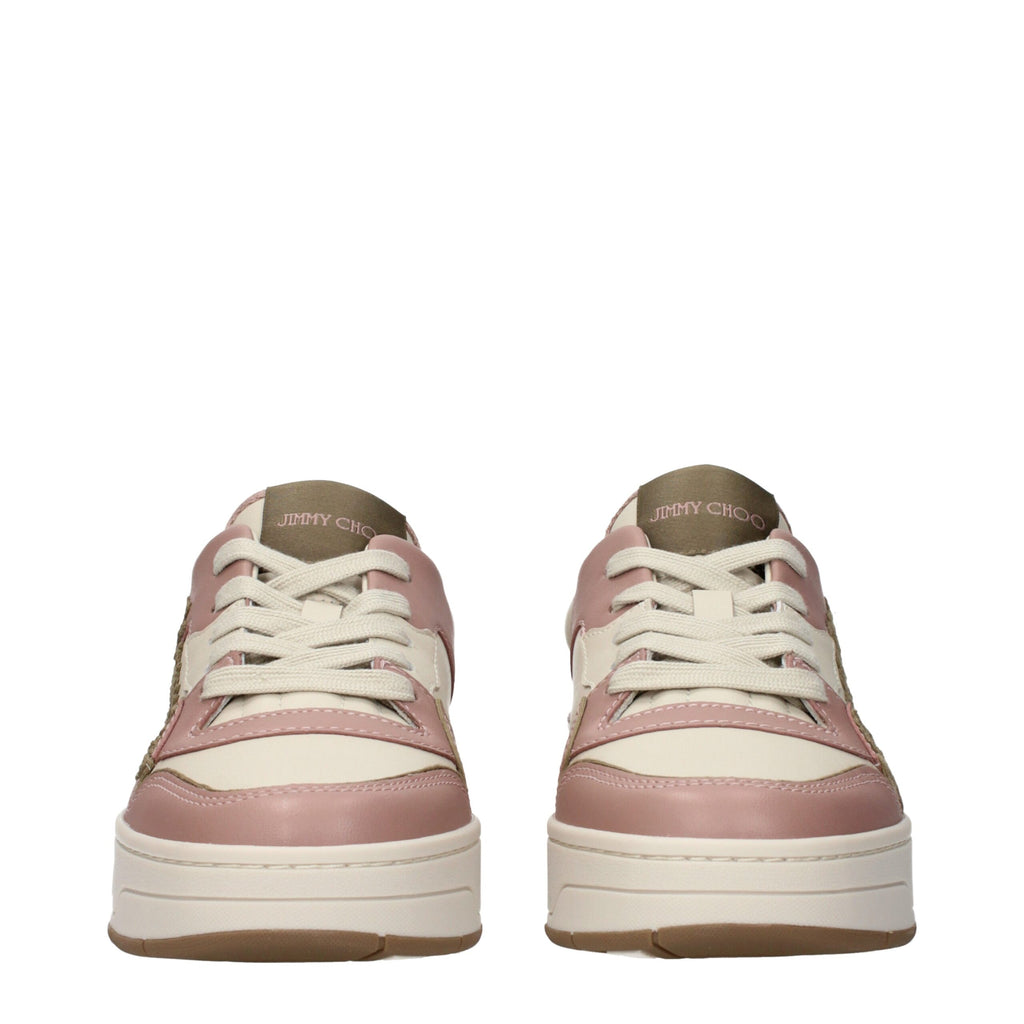 Jimmy Choo Pink Leather Low Top Sneakers - Luxury Boutique Co