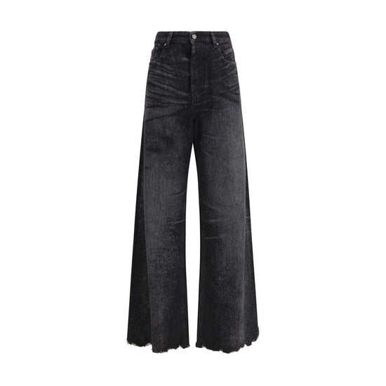 Diesel Black Cotton Relaxed Fit Jeans
