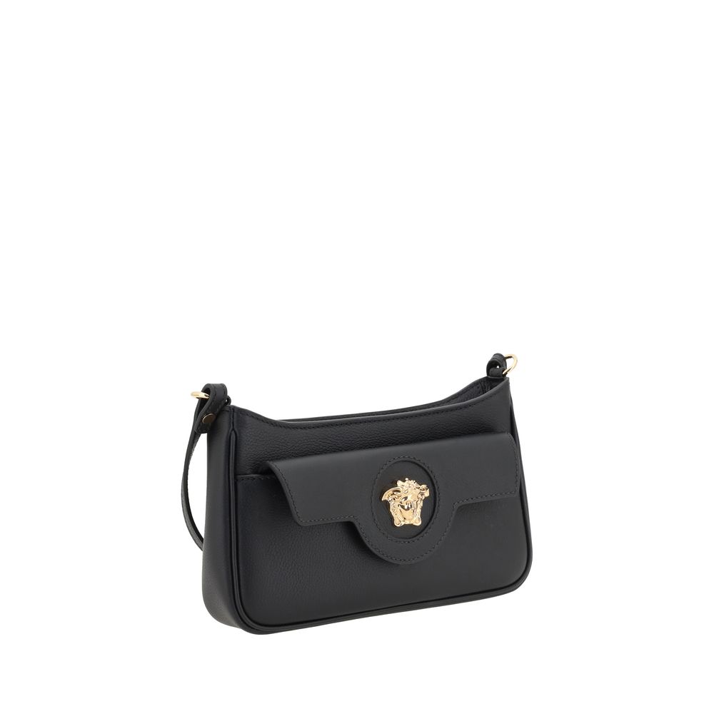 Versace Black Calf Leather Bos Taurus Shoulder Bag - Luxury Boutique Co