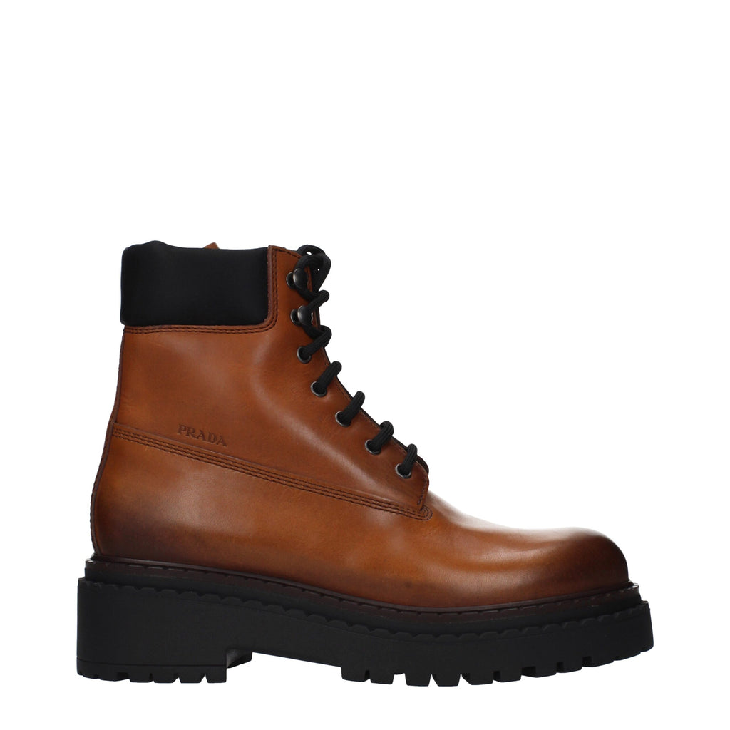Prada Brown Leather Ankle Boots - Luxury Boutique Co