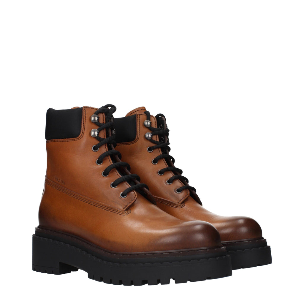 Prada Brown Leather Ankle Boots - Luxury Boutique Co