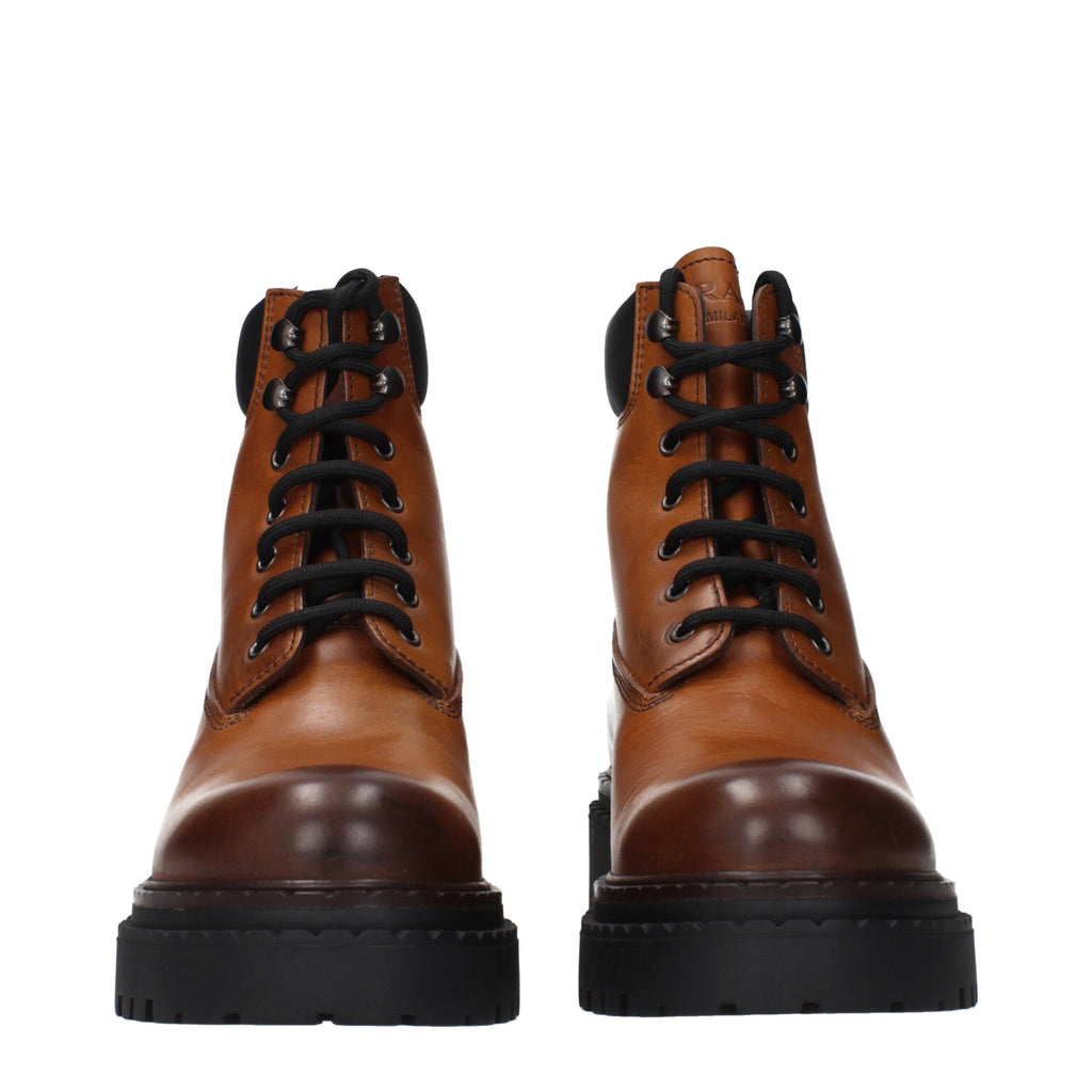 Prada Brown Leather Ankle Boots - Luxury Boutique Co