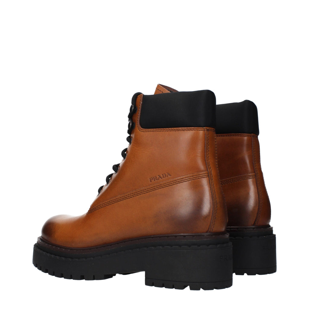Prada Brown Leather Ankle Boots - Luxury Boutique Co