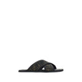 Fendi Black Calf Leather Bos Taurus Flat Sandals - Luxury Boutique Co
