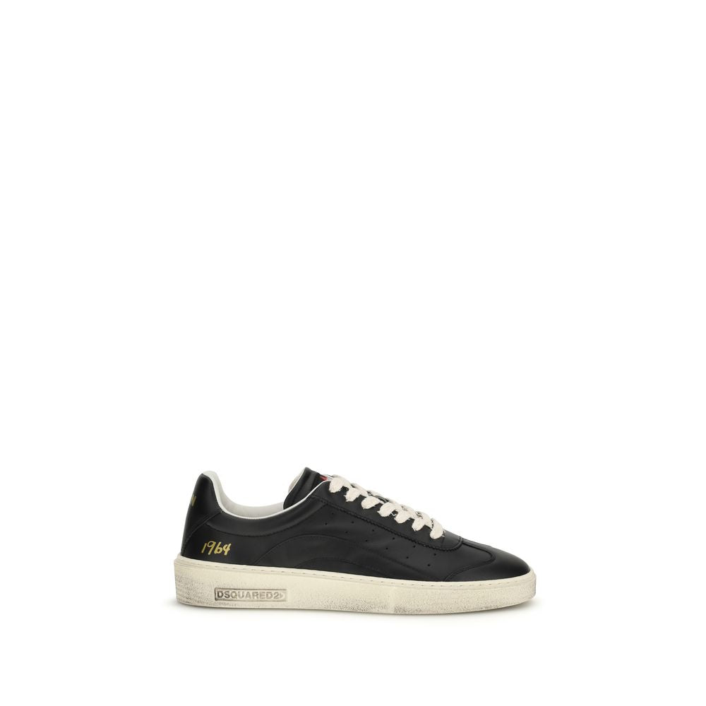 Dsquared² Black Calf Leather Bos Taurus Low Top Sneakers - Luxury Boutique Co