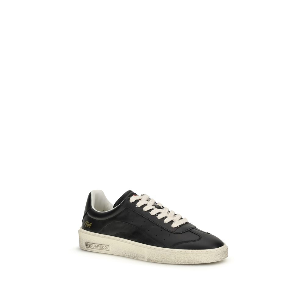Dsquared² Black Calf Leather Bos Taurus Low Top Sneakers - Luxury Boutique Co