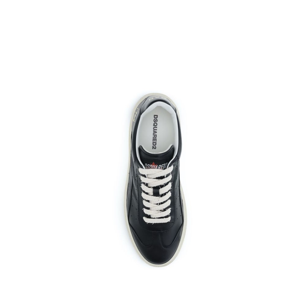 Dsquared² Black Calf Leather Bos Taurus Low Top Sneakers - Luxury Boutique Co