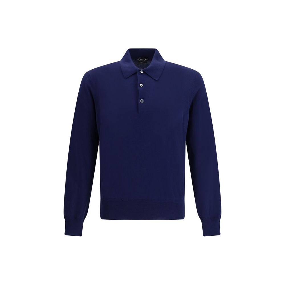 Tom Ford Blue Cotton Polo Shirt - Luxury Boutique Co